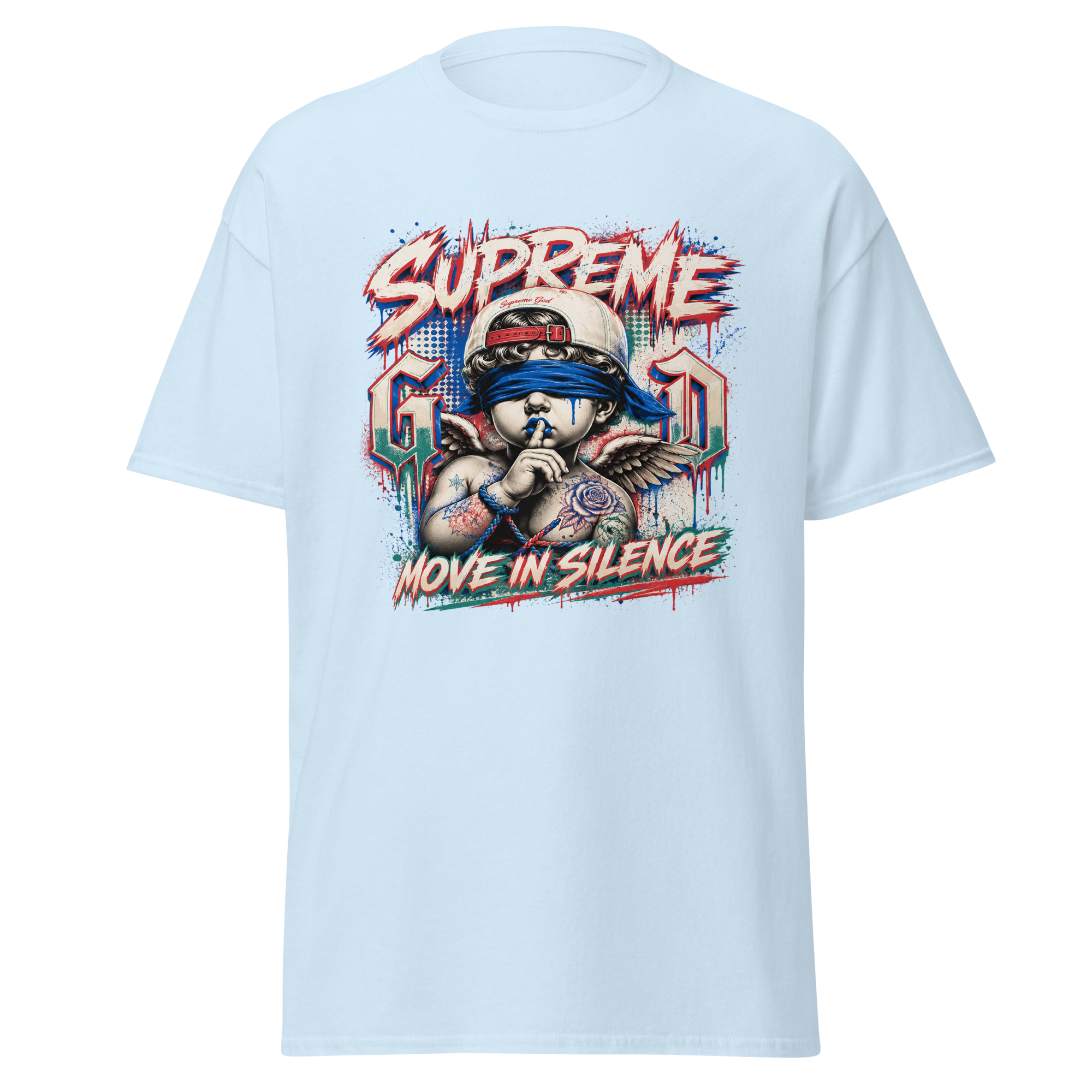 Supreme God Move In Silence graphic T-shirt - light blue