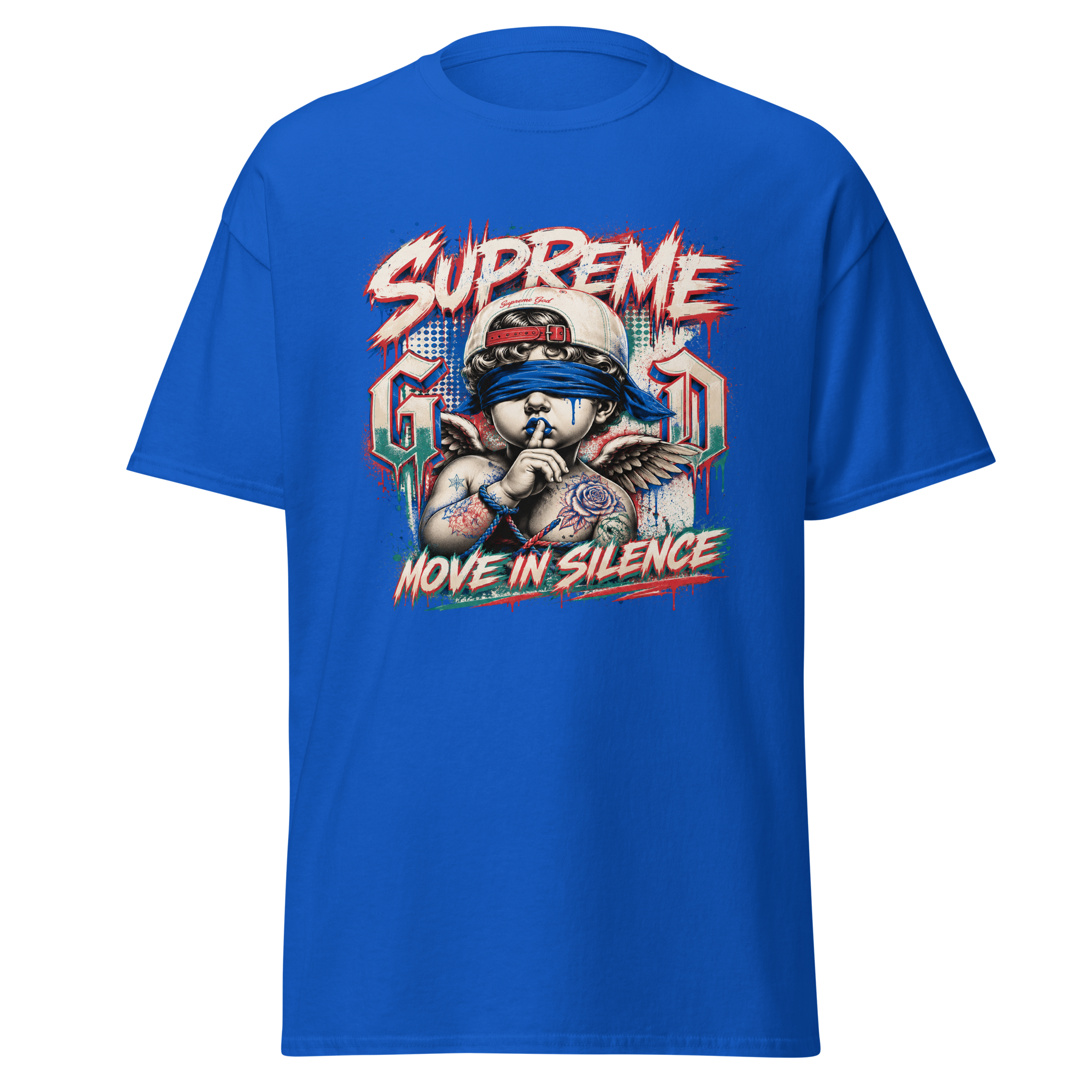 Supreme God Move In Silence graphic T-shirt - royal blue