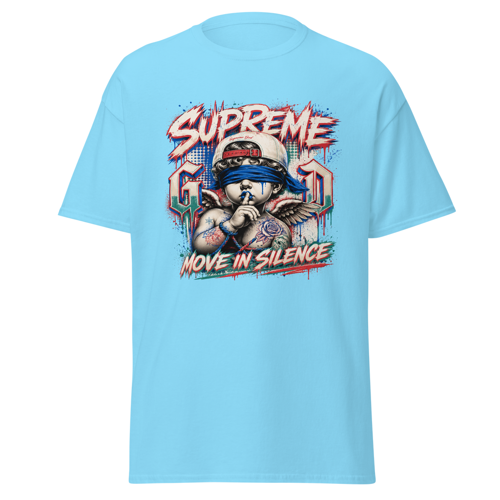 Supreme God Move In Silence graphic T-shirt - sky blue