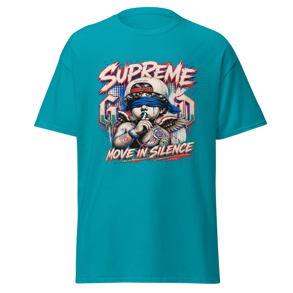 Supreme God Move In Silence graphic T-shirt - tropical blue