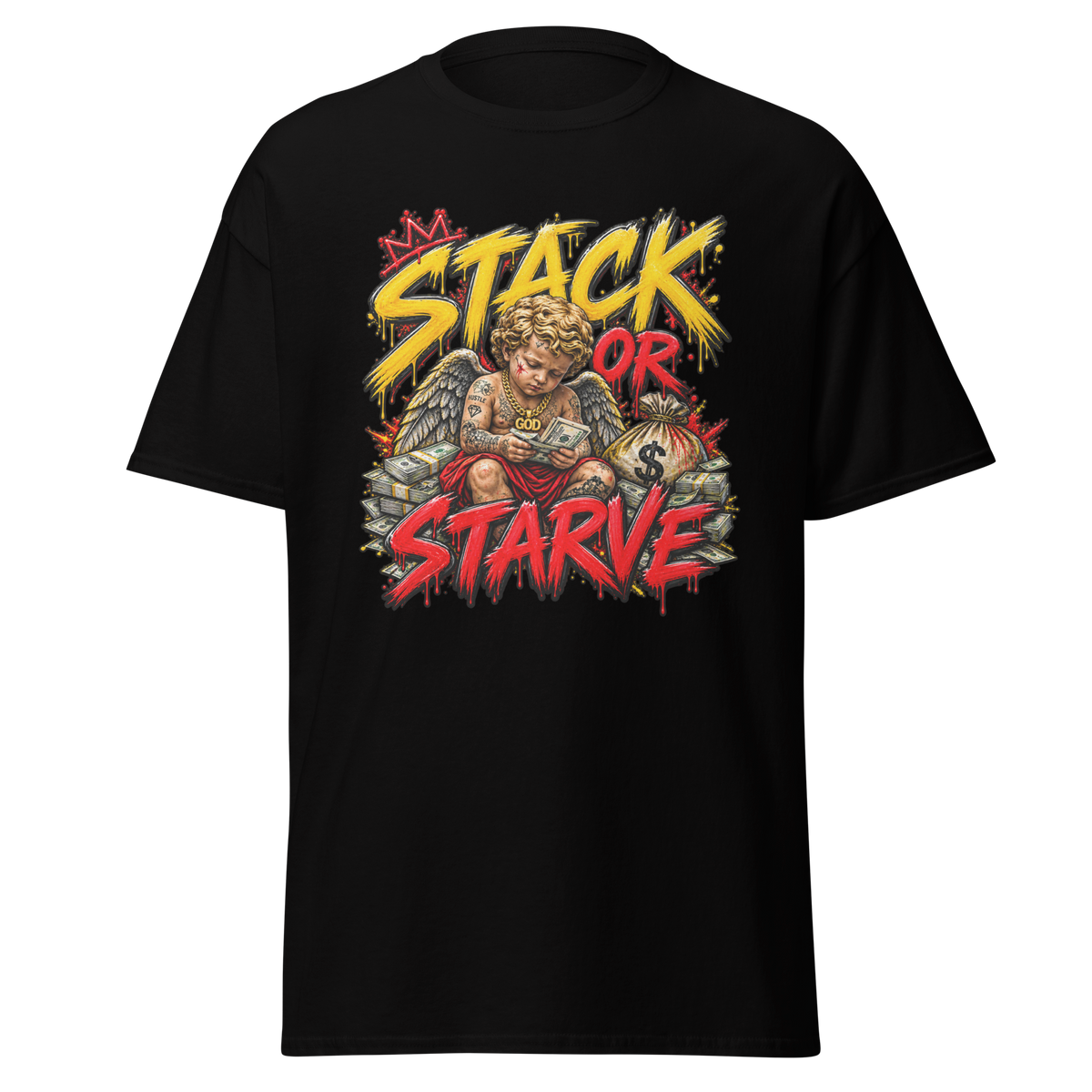 Supreme God Stack or Starve Tee - Black