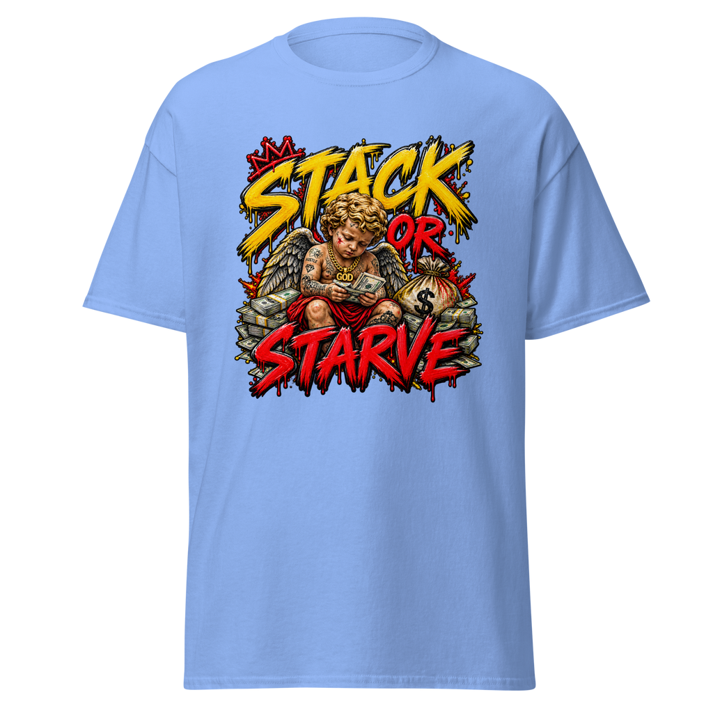 Supreme God Stack or Starve Tee - Carolina Blue