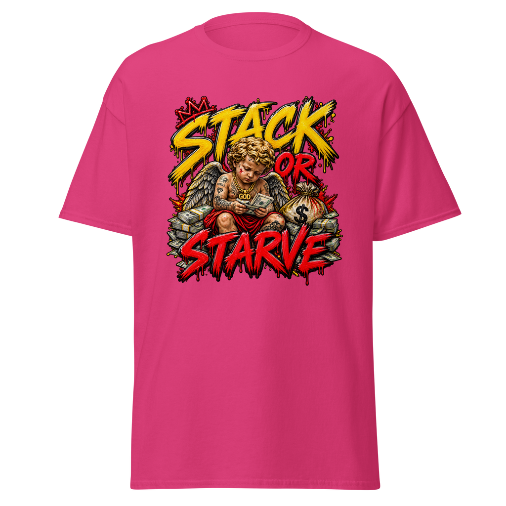 Supreme God Stack or Starve Tee - Heliconia