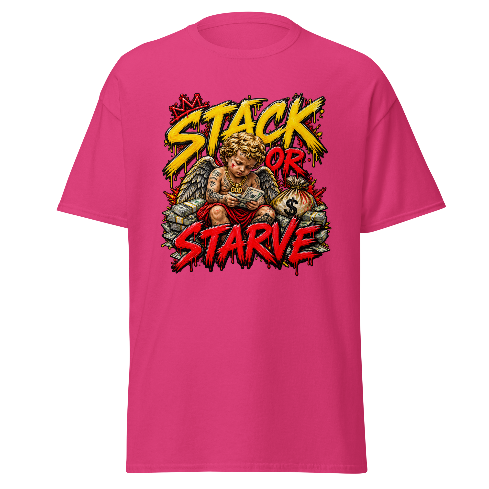 Supreme God Stack or Starve Tee - Heliconia