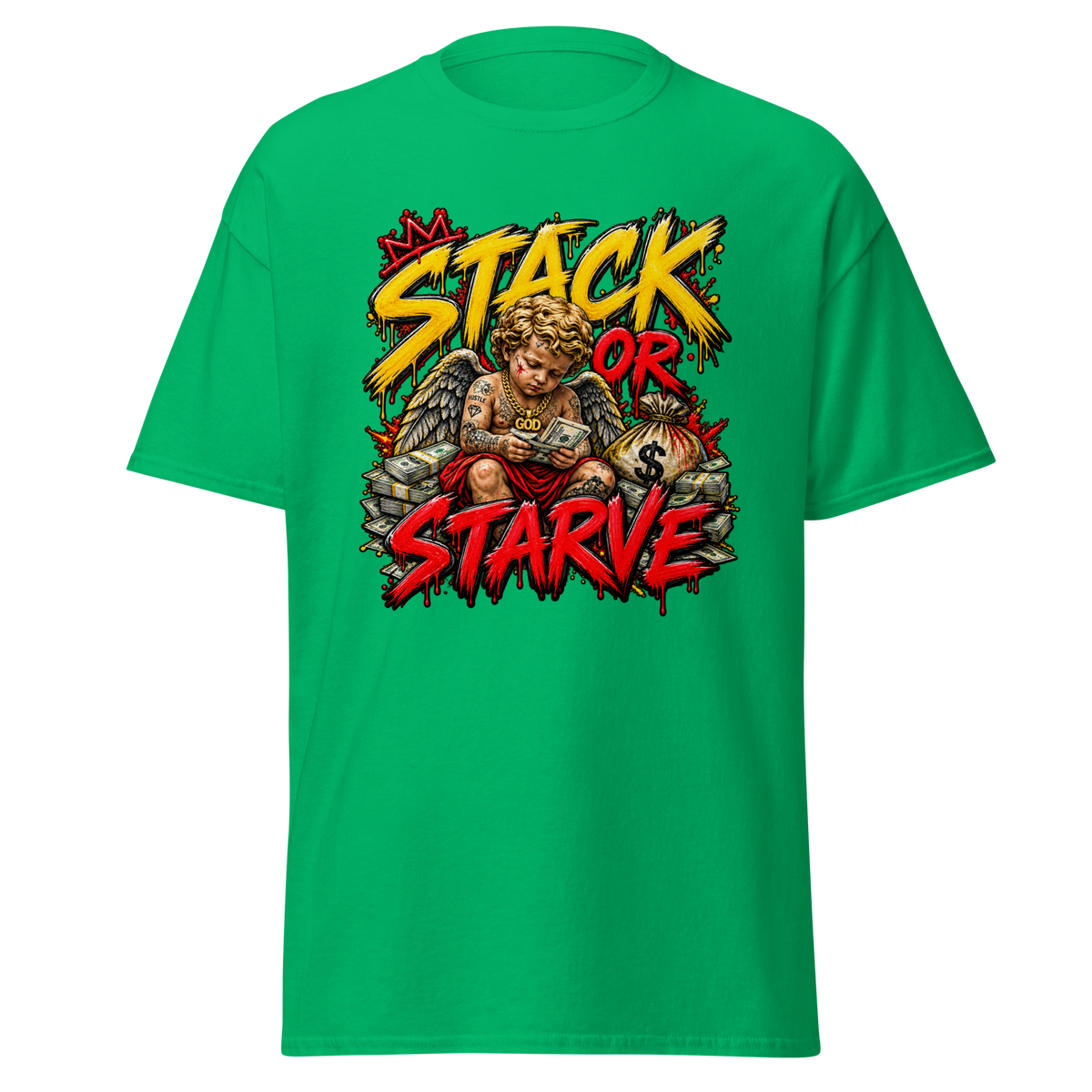 Supreme God Stack or Starve Tee - Irish Green