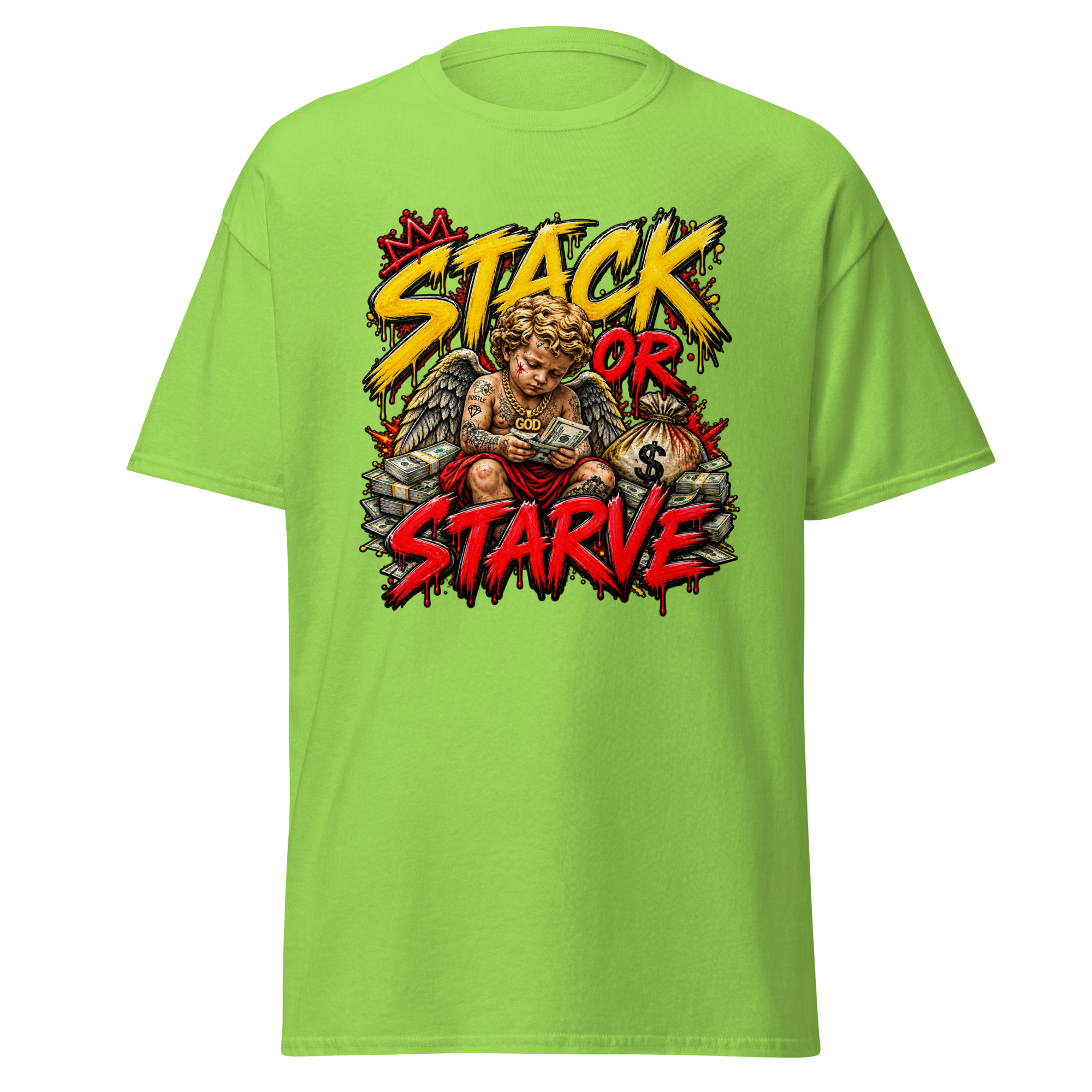 Supreme God Stack or Starve Tee - Lime