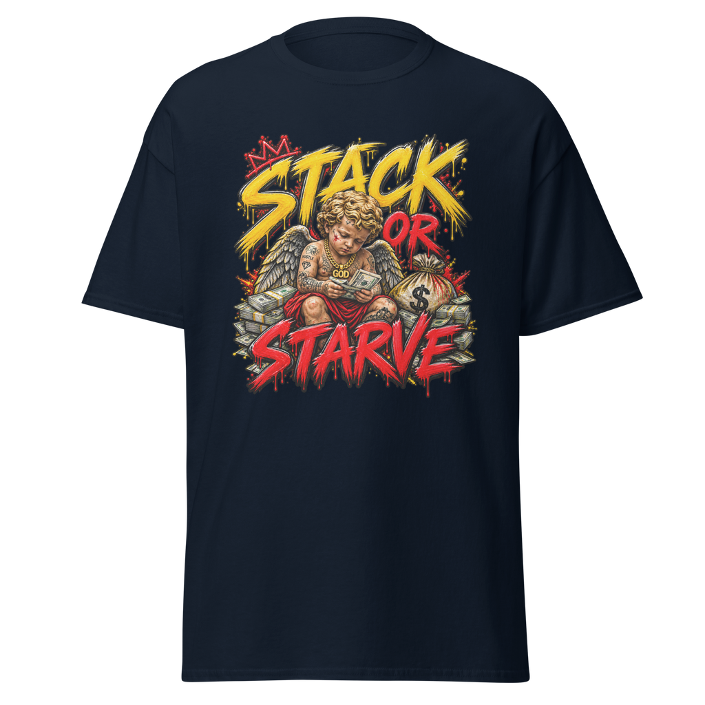 Supreme God Stack or Starve Tee - Navy