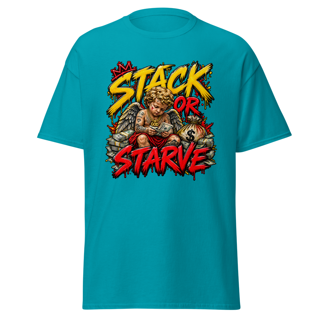 Supreme God Stack or Starve Tee - Tropical Blue