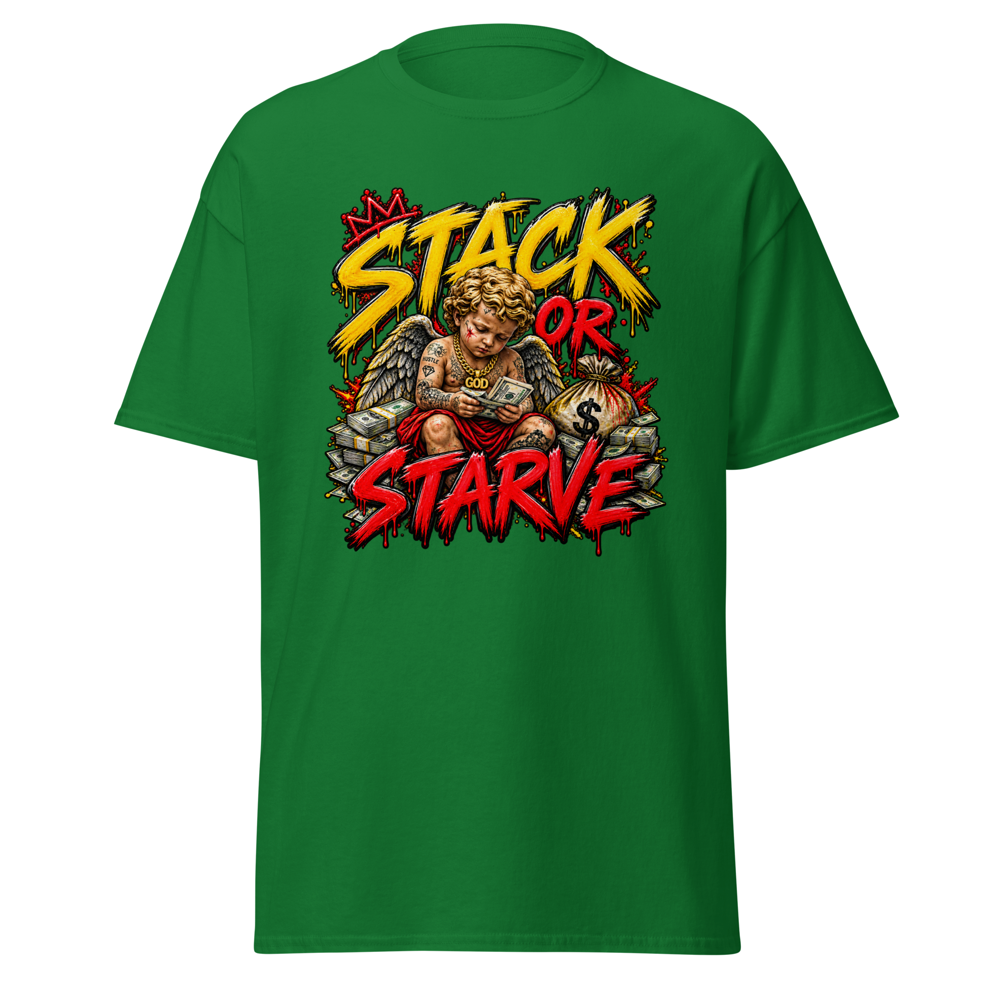 Supreme God Stack or Starve Tee - Turf Green