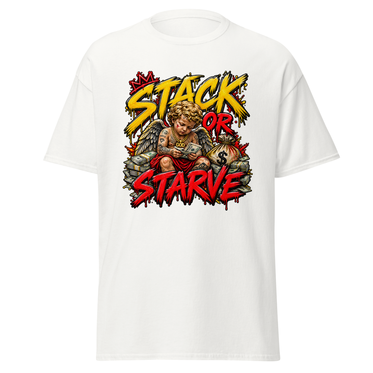 Supreme God Stack or Starve Tee - White