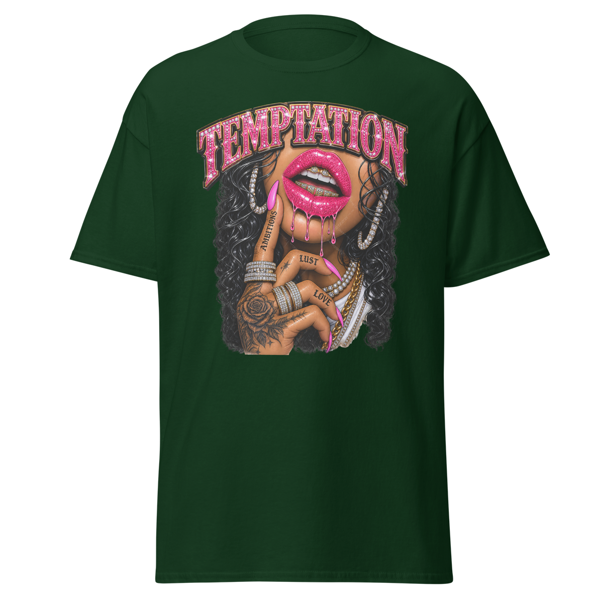 Supreme Goddess Ambition Lust and Love Tee - Forest Green