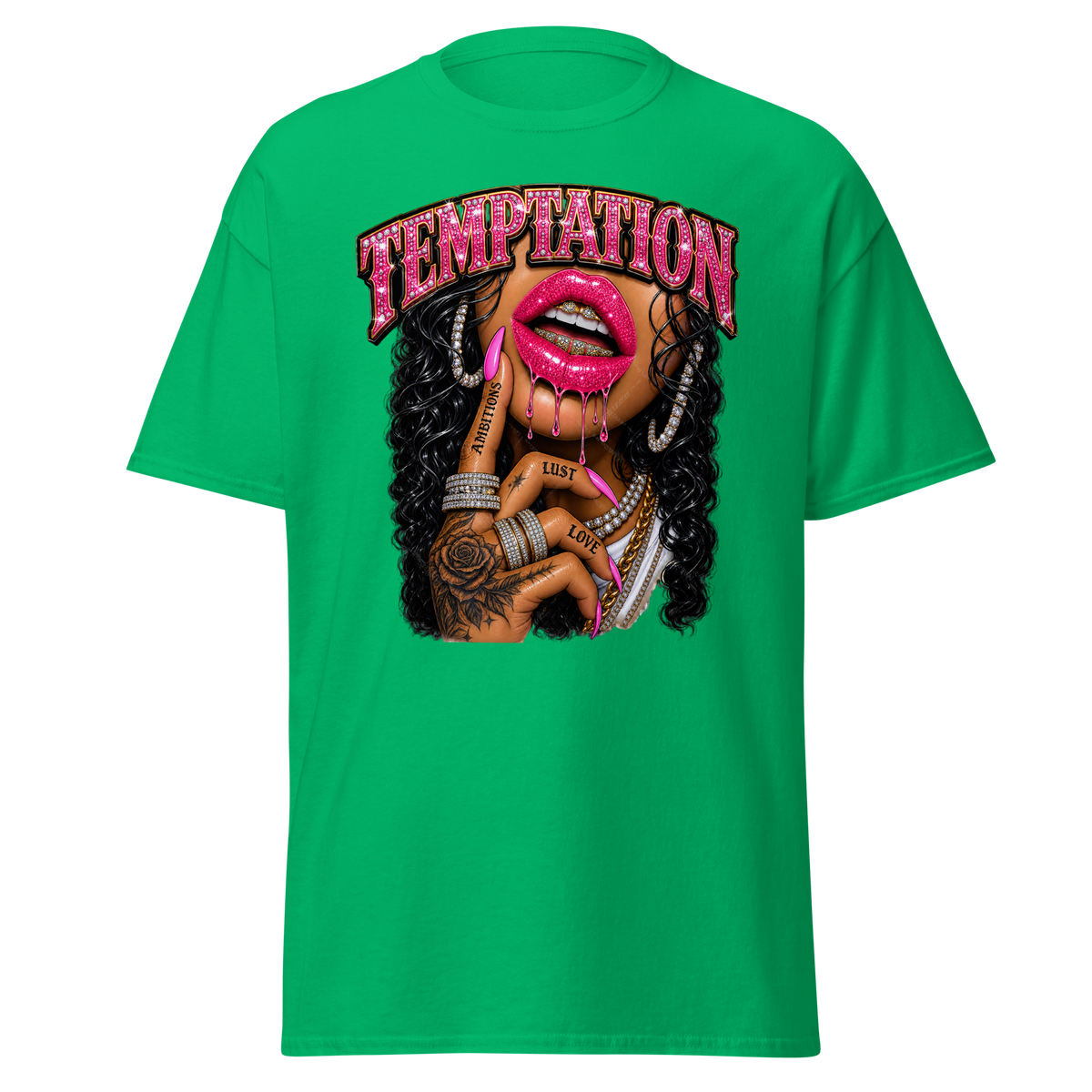 Supreme Goddess Ambition Lust and Love Tee - Irish Green